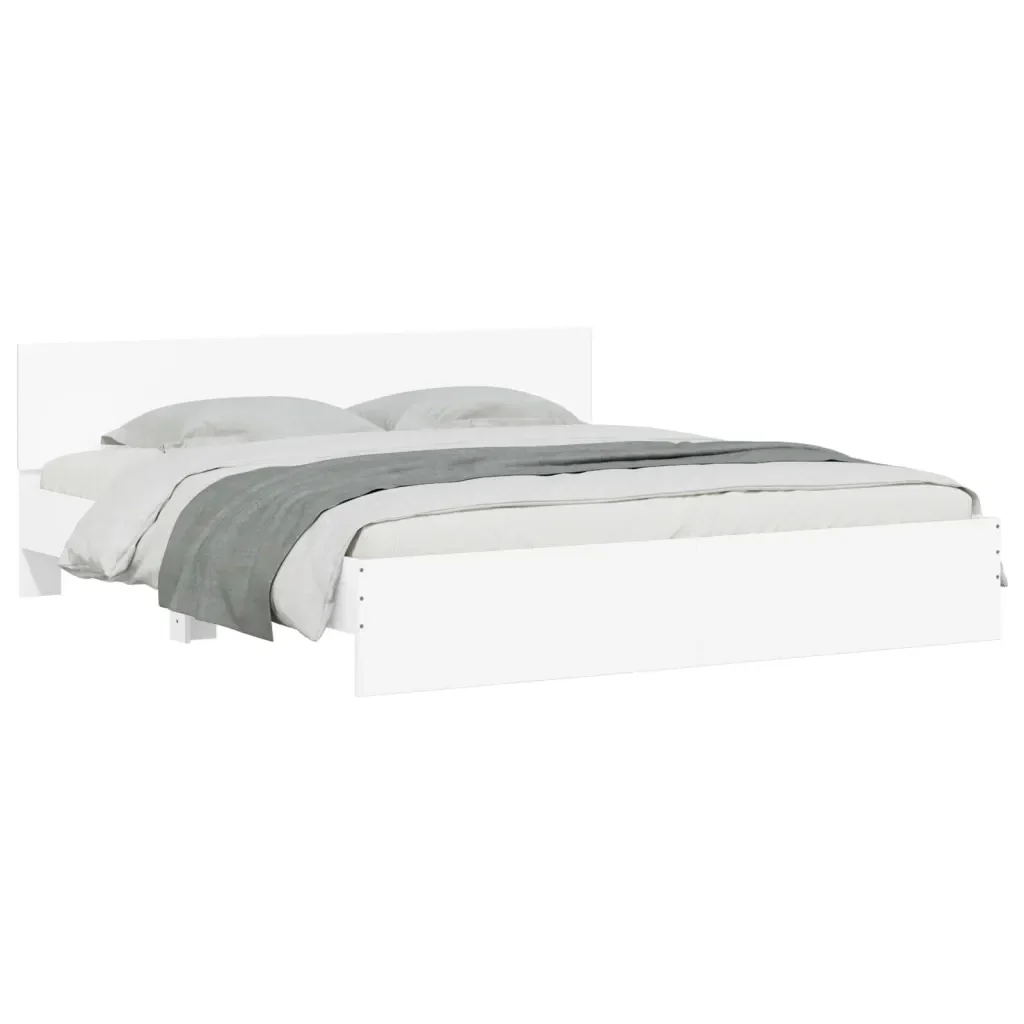 Letto matrimoniale | Letto per adulti | Giroletto con Testiera Bianco 200x200 cm - Image 4