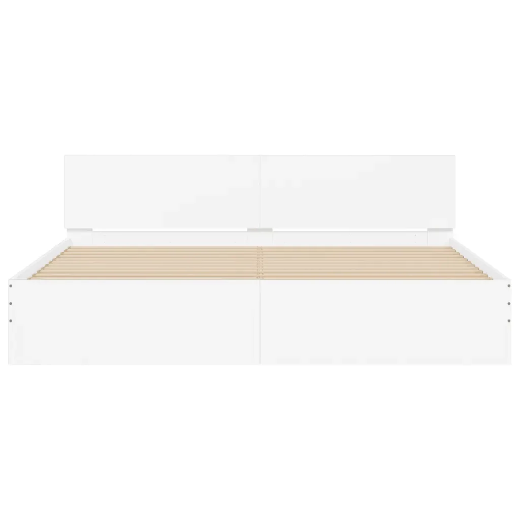 Letto matrimoniale | Letto per adulti | Giroletto con Testiera Bianco 200x200 cm - Image 5