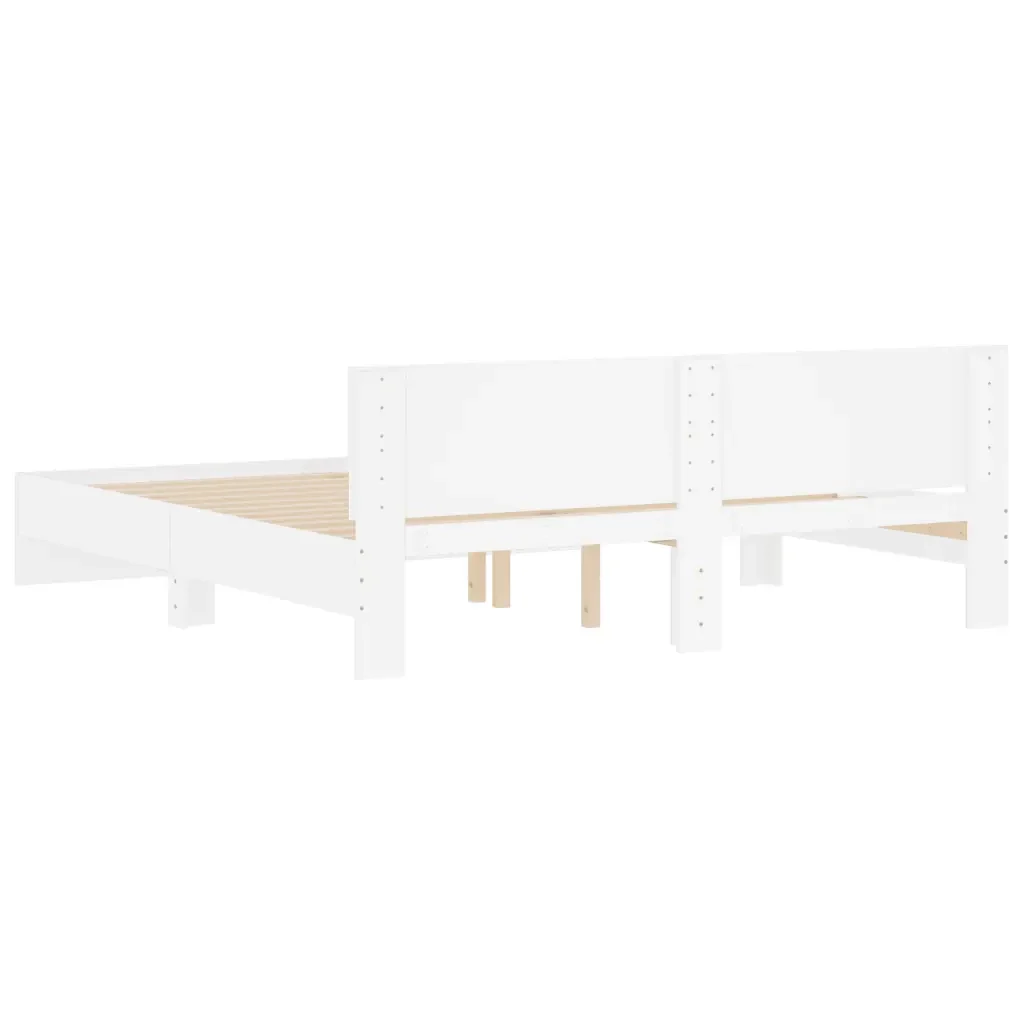 Letto matrimoniale | Letto per adulti | Giroletto con Testiera Bianco 200x200 cm - Image 7