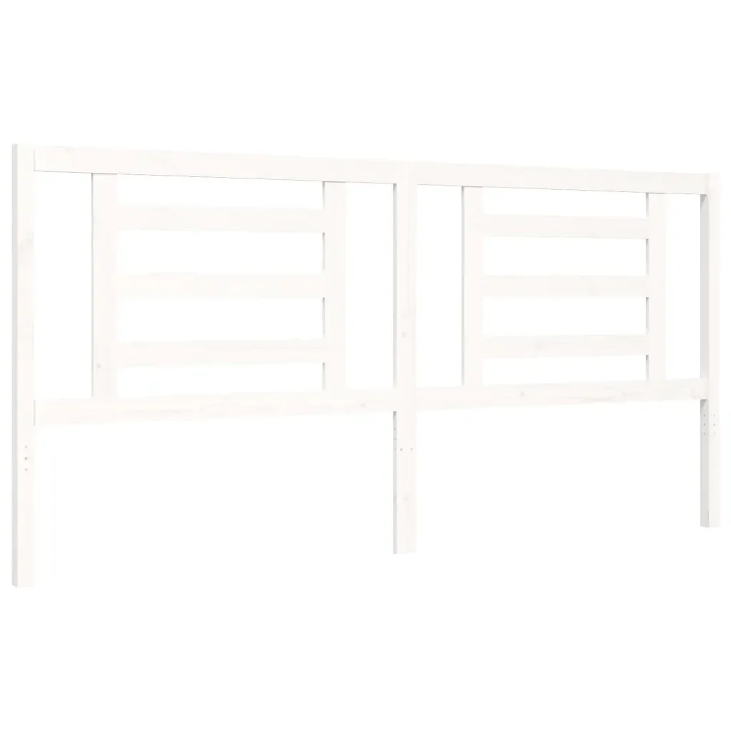 Letto matrimoniale | Letto per adulti | Giroletto con Testiera Bianco 200x200 cm in Legno Massello - Image 9