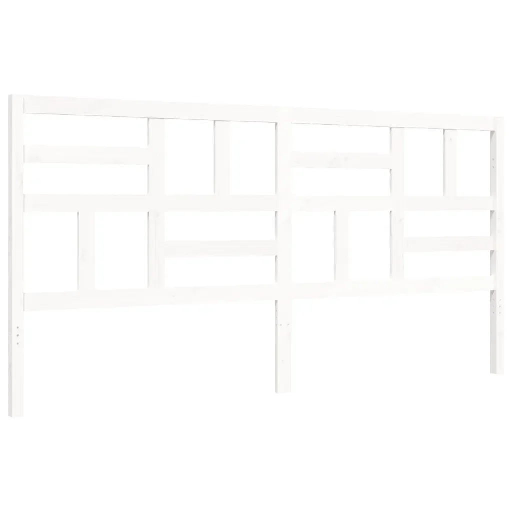 Letto matrimoniale | Letto per adulti | Giroletto con Testiera Bianco 200x200 cm in Legno Massello - Image 9