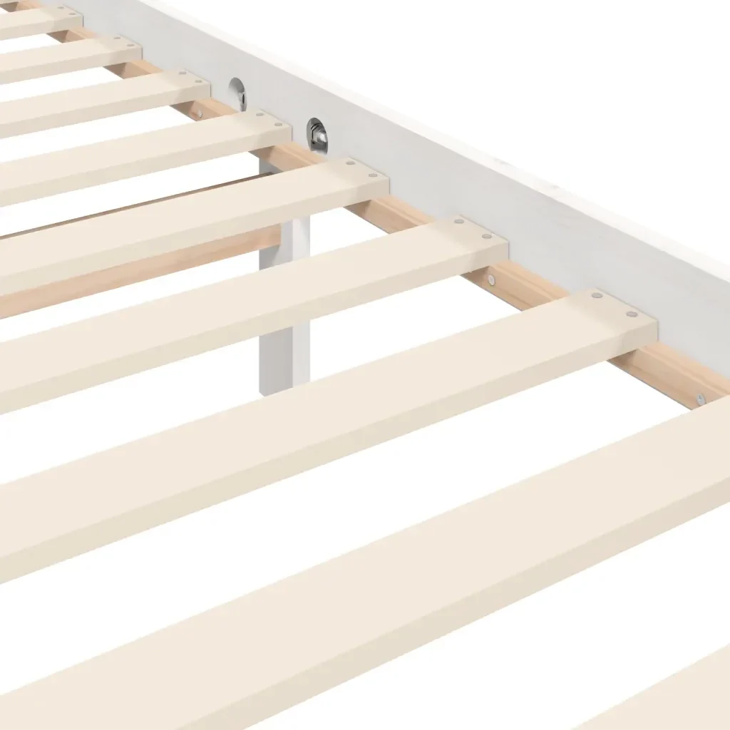 Letto matrimoniale | Letto per adulti | Giroletto con Testiera Bianco 200x200 cm in Legno Massello - Image 10