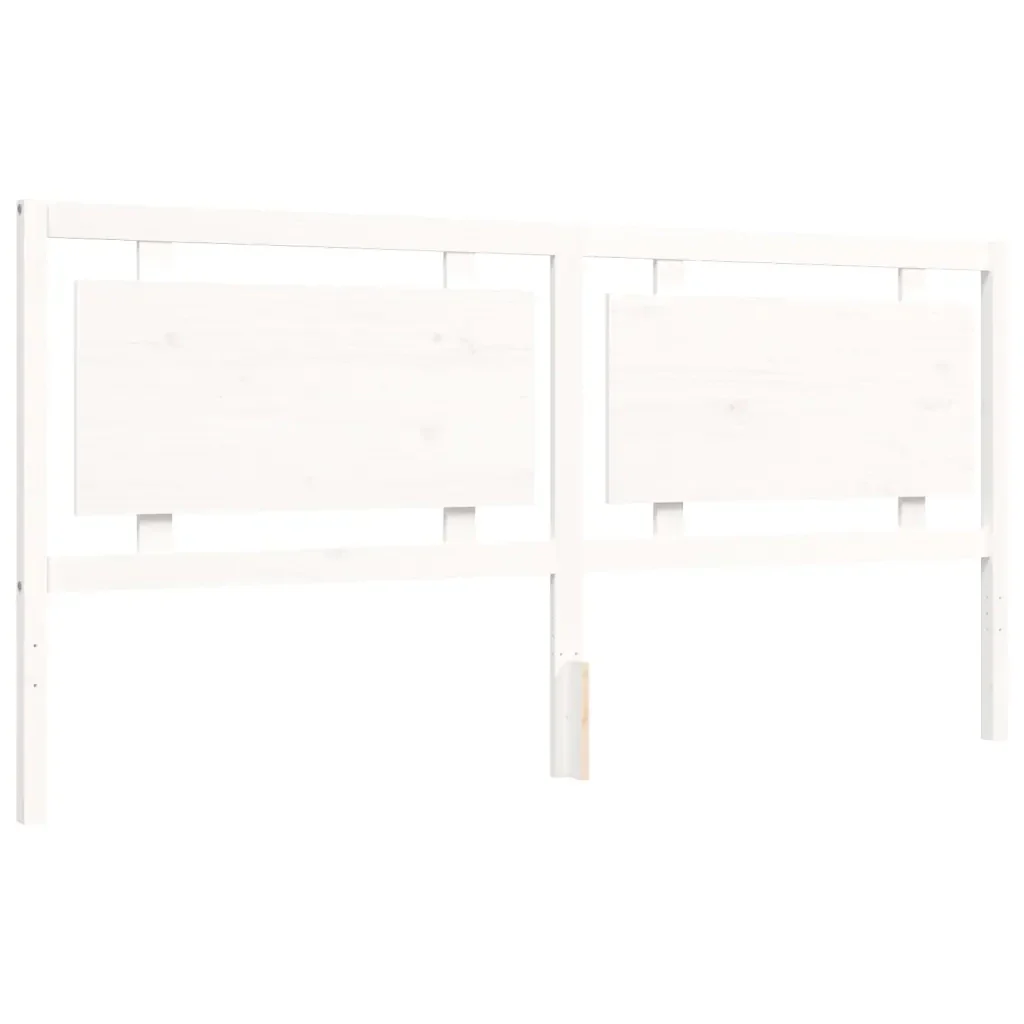 Letto matrimoniale | Letto per adulti | Giroletto con Testiera Bianco 200x200 cm in Legno Massello - Image 10