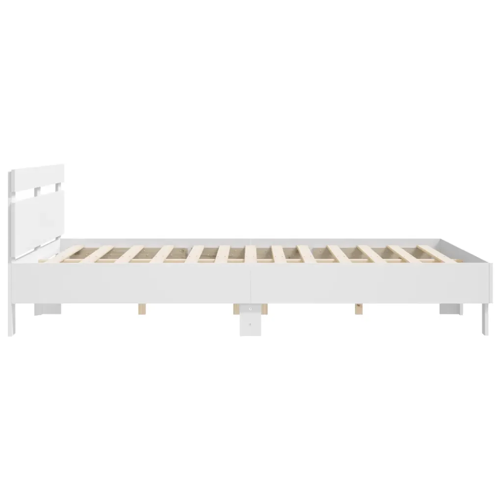 Letto matrimoniale | Letto per adulti | Giroletto con Testiera Bianco 200x200 cm in Legno Multistrato - Image 6