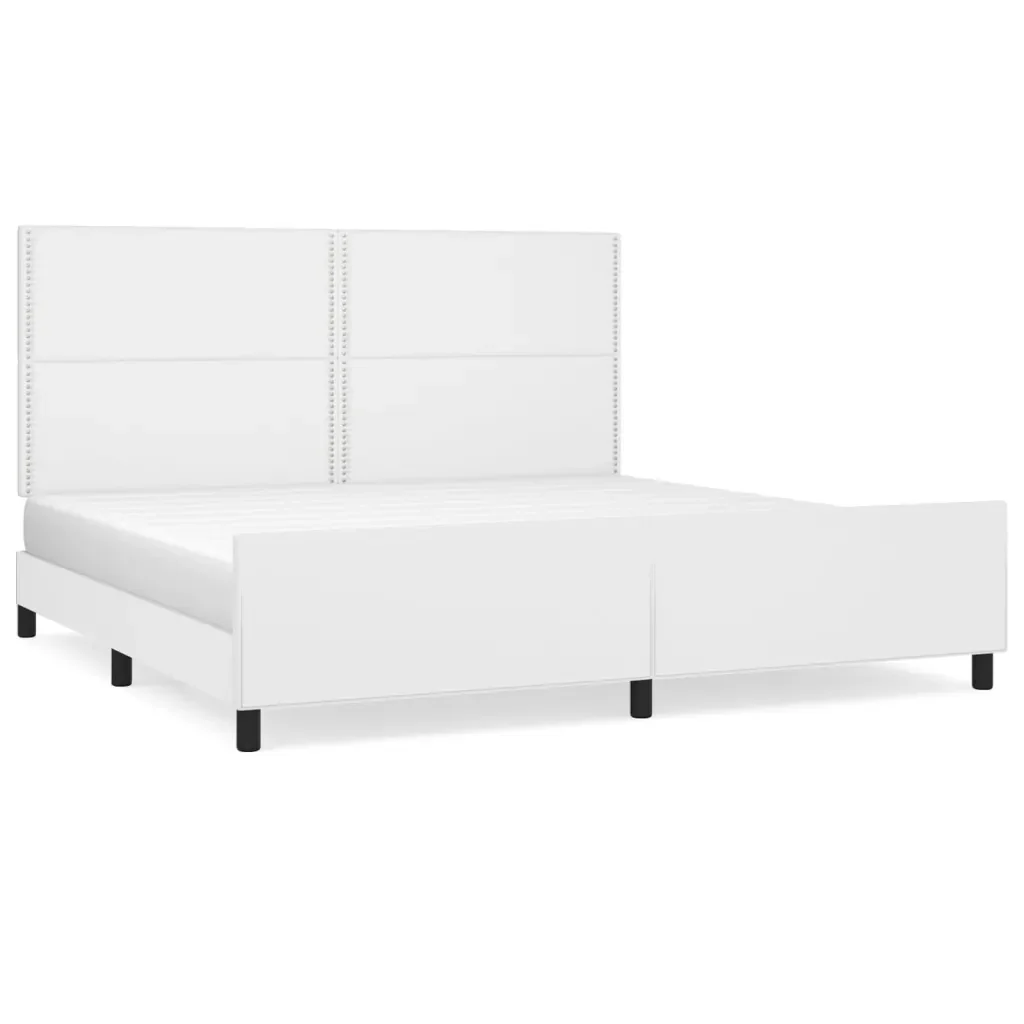Letto matrimoniale | Letto per adulti | Giroletto con Testiera Bianco 200x200 cm in Similpelle