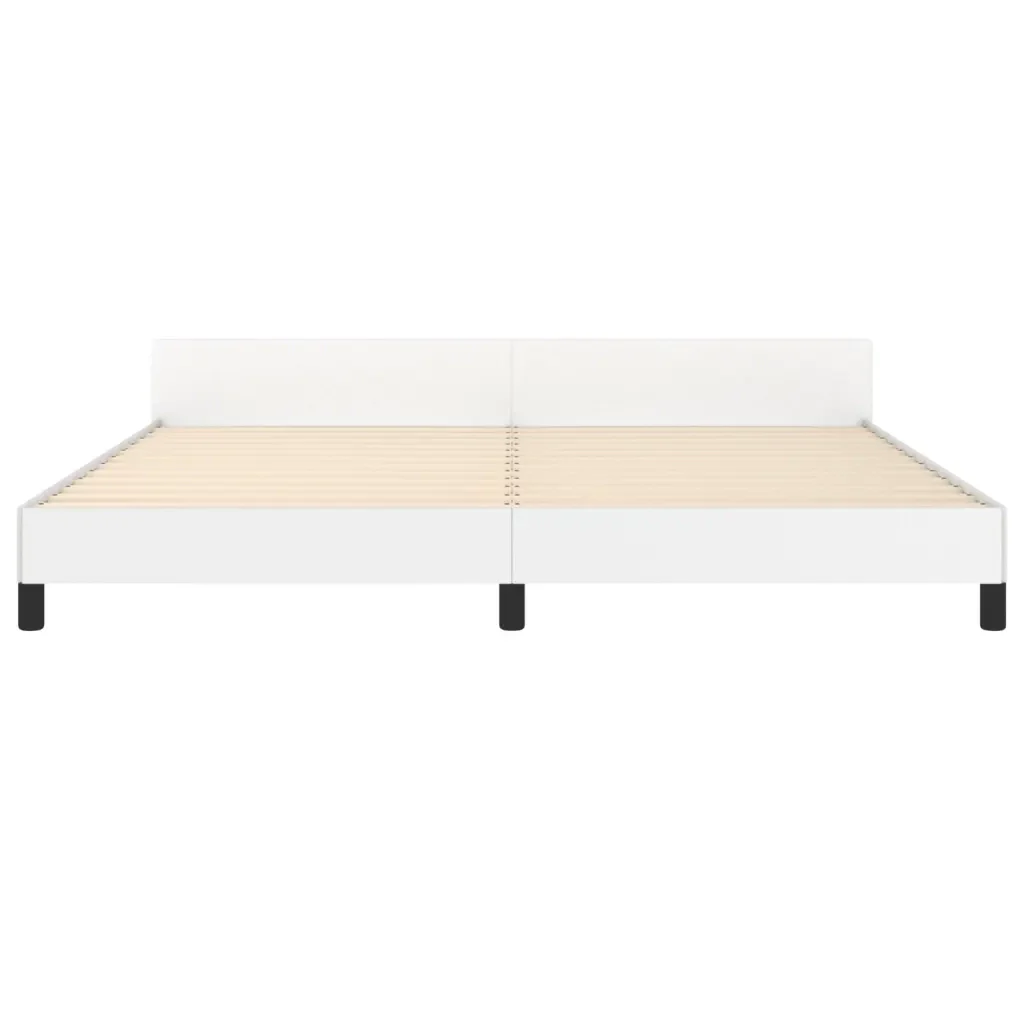 Letto matrimoniale | Letto per adulti | Giroletto con Testiera Bianco 200x200 cm in Similpelle - Image 6