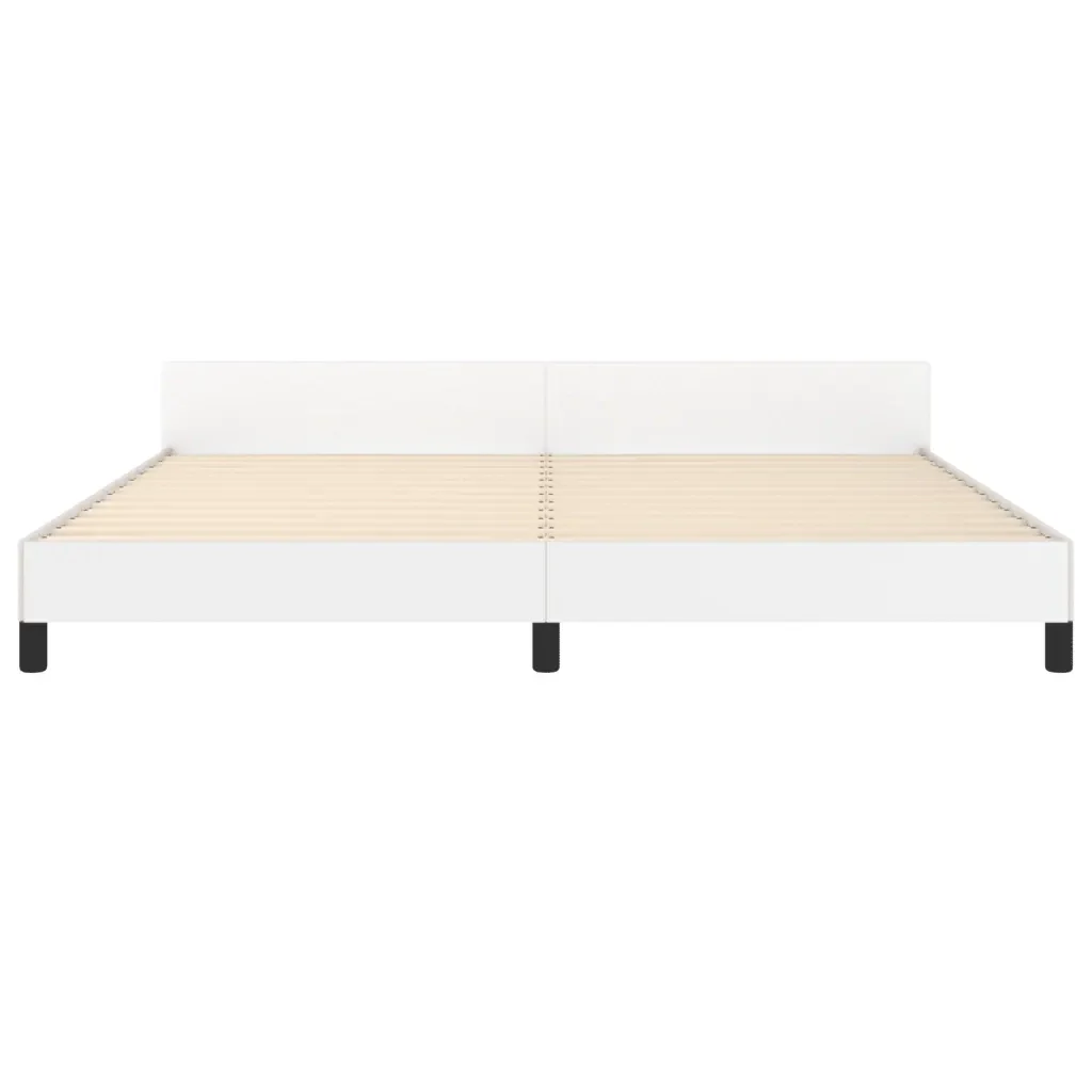 Letto matrimoniale | Letto per adulti | Giroletto con Testiera Bianco 200x200 cm in Similpelle - Image 6