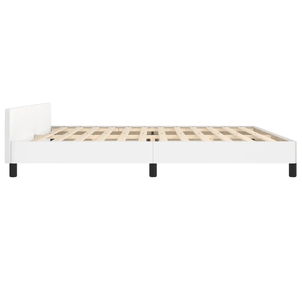 Letto matrimoniale | Letto per adulti | Giroletto con Testiera Bianco 200x200 cm in Similpelle - Image 7