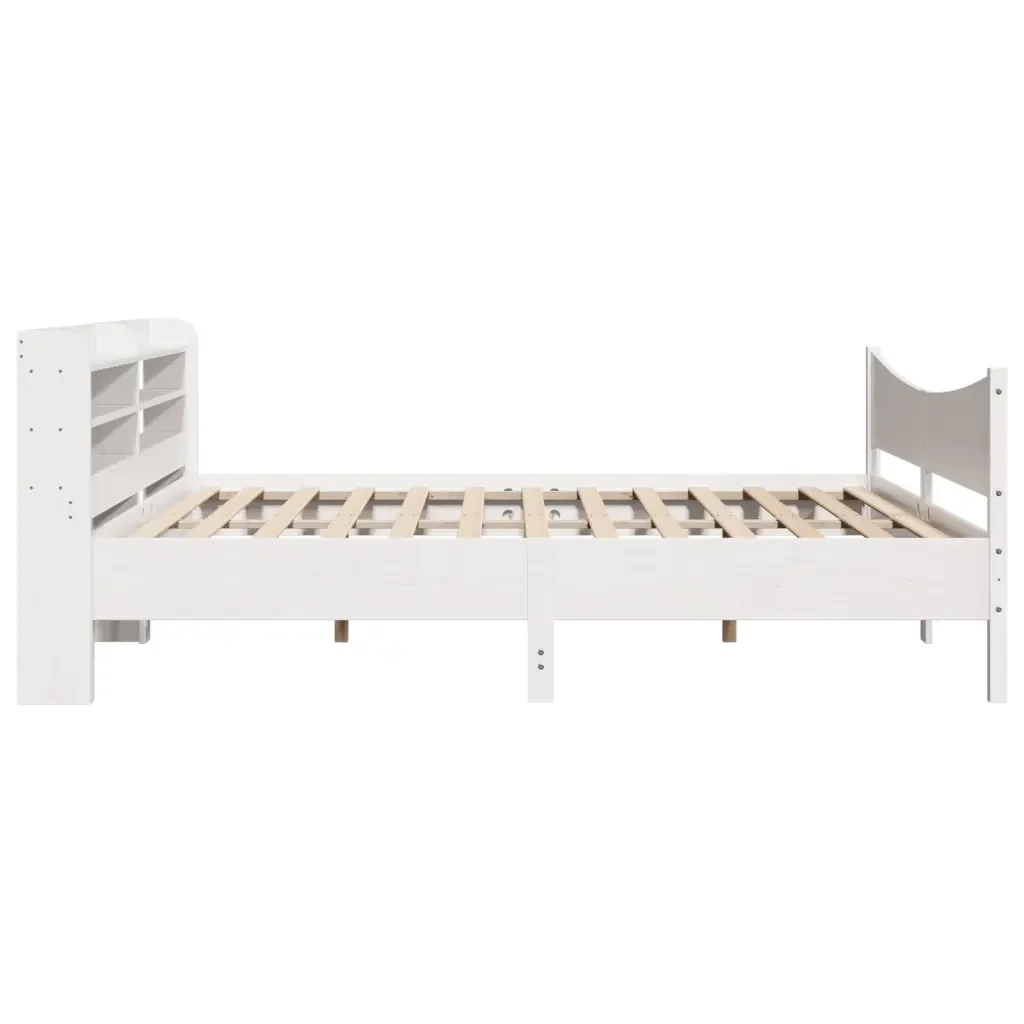 Letto matrimoniale | Letto per adulti | Giroletto con Testiera Bianco 200x200 cm Legno Massello di Pino - Image 7