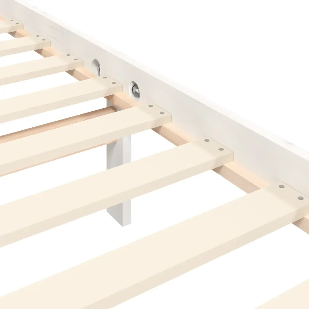 Letto matrimoniale | Letto per adulti | Giroletto con Testiera Bianco Double in Legno Massello - Image 9