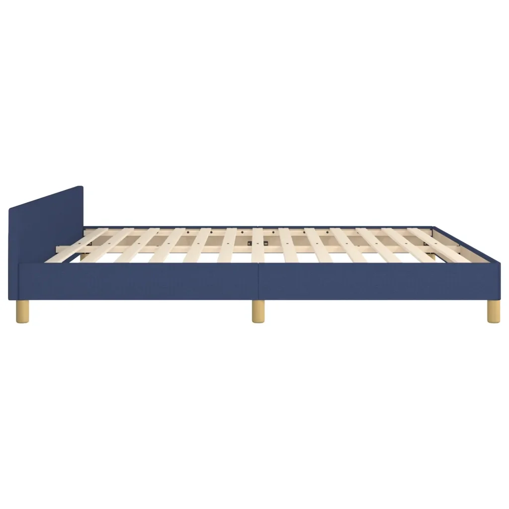 Letto matrimoniale | Letto per adulti | Giroletto con Testiera Blu 180x200 cm in Tessuto - Image 7