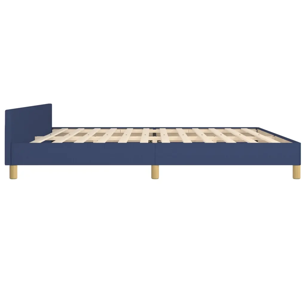 Letto matrimoniale | Letto per adulti | Giroletto con Testiera Blu 200x200 cm in Tessuto - Image 7