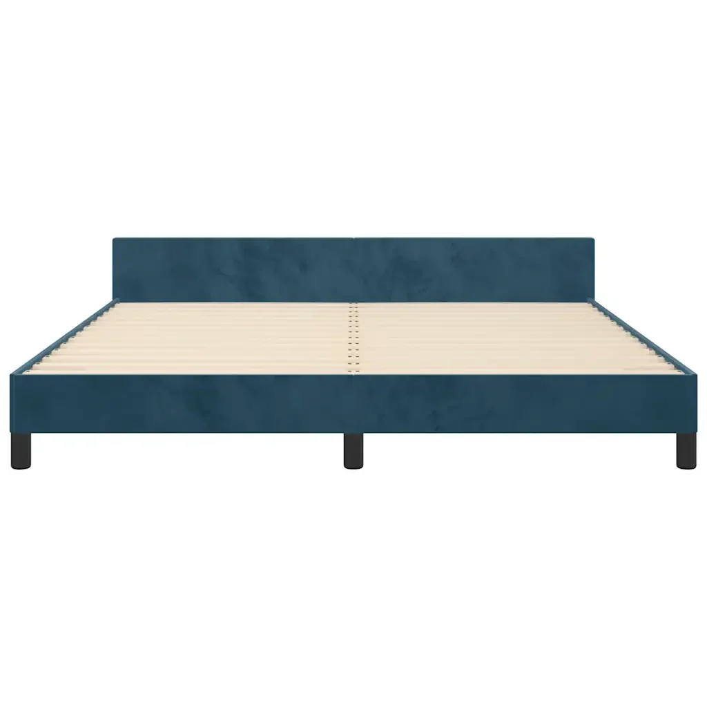 Letto matrimoniale | Letto per adulti | Giroletto con Testiera Blu Scuro 180x200 cm in Velluto - Image 6