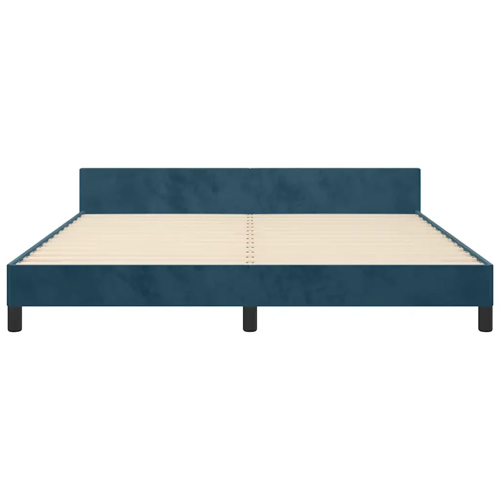 Letto matrimoniale | Letto per adulti | Giroletto con Testiera Blu Scuro 180x200 cm in Velluto - Image 6
