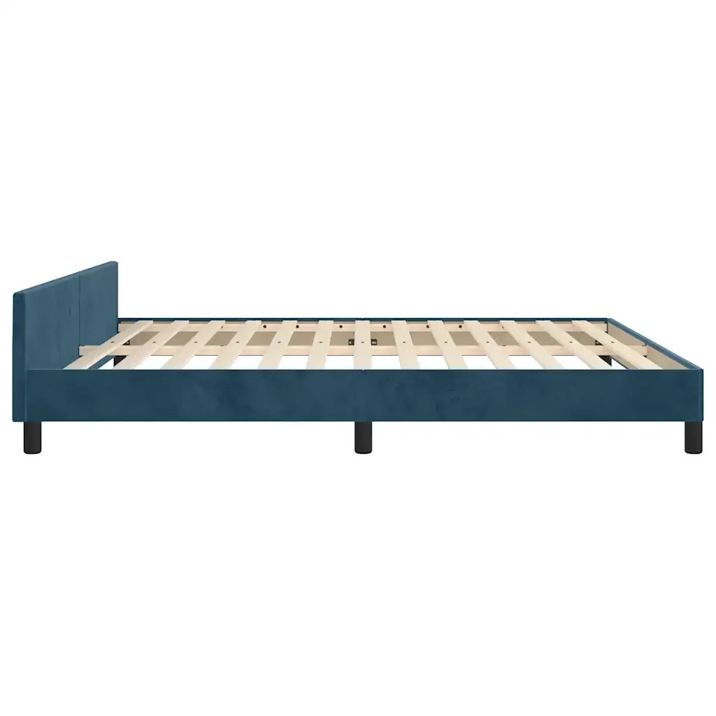 Letto matrimoniale | Letto per adulti | Giroletto con Testiera Blu Scuro 180x200 cm in Velluto - Image 7