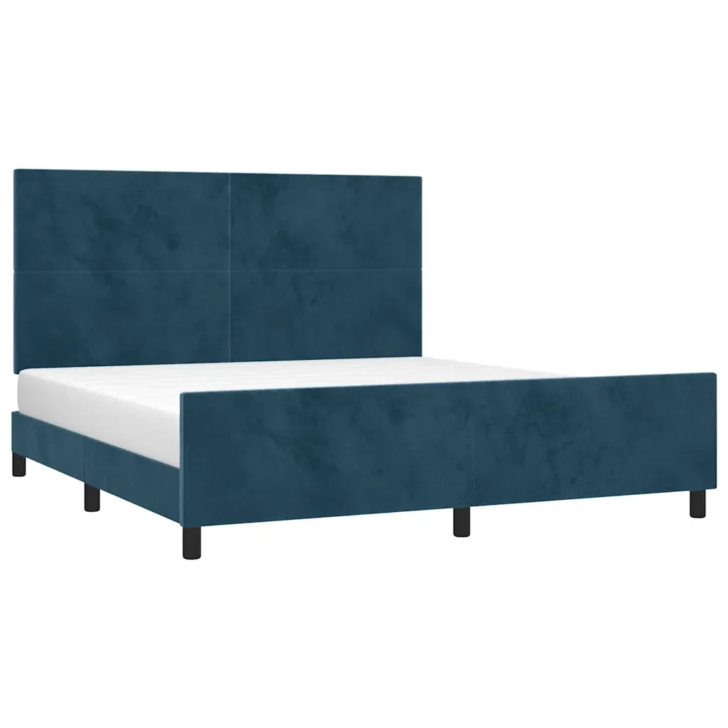 Letto matrimoniale | Letto per adulti | Giroletto con Testiera Blu Scuro 180x200 cm in Velluto - Image 3