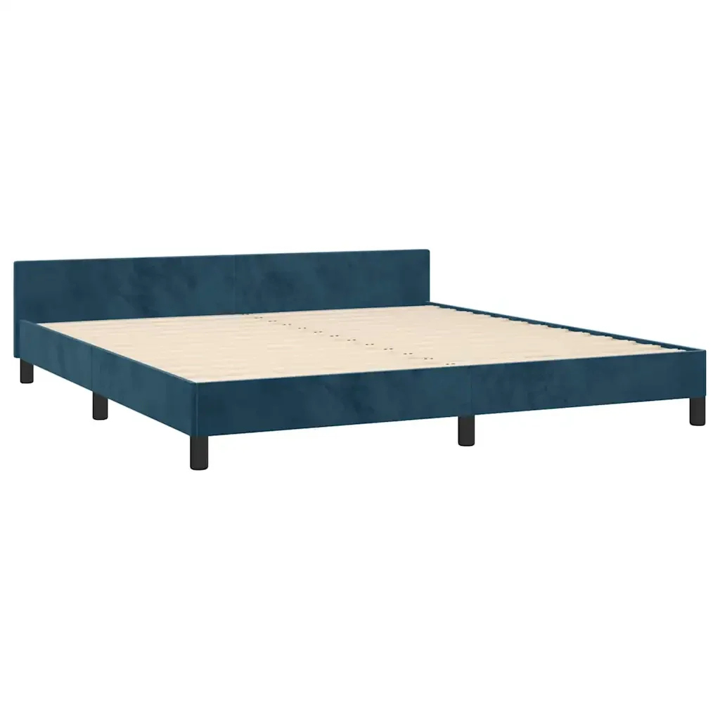 Letto matrimoniale | Letto per adulti | Giroletto con Testiera Blu Scuro 180x200 cm in Velluto - Image 5