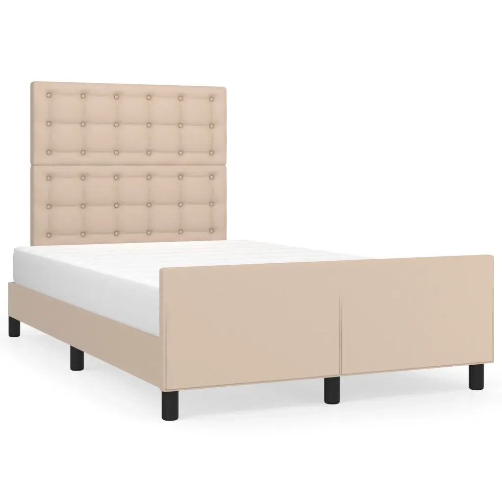 Letto matrimoniale | Letto per adulti | Giroletto con Testiera Cappuccino 120x200 cm in Similpelle