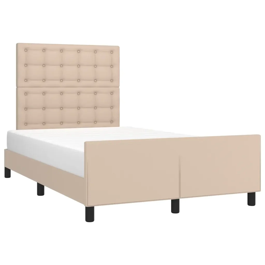 Letto matrimoniale | Letto per adulti | Giroletto con Testiera Cappuccino 120x200 cm in Similpelle - Image 4