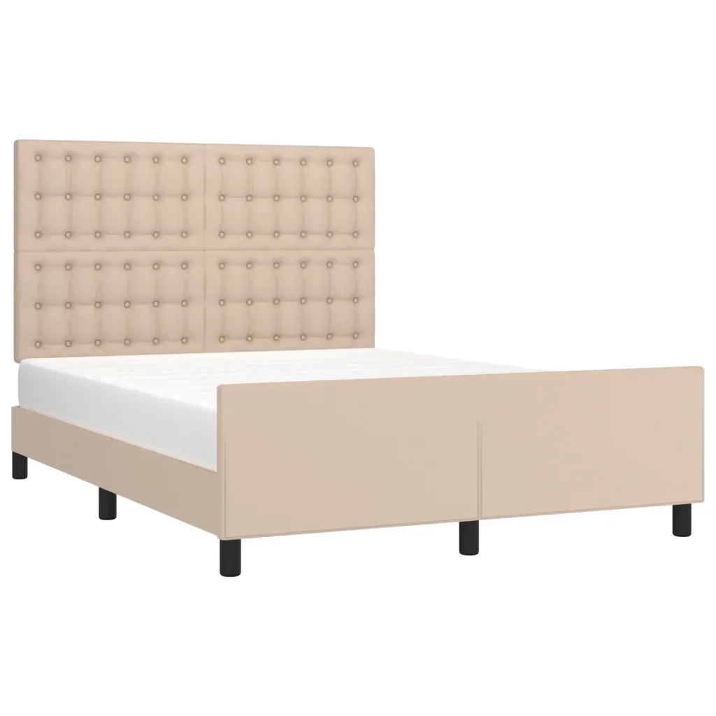 Letto matrimoniale | Letto per adulti | Giroletto con Testiera Cappuccino 140x190 cm in Similpelle - Image 4