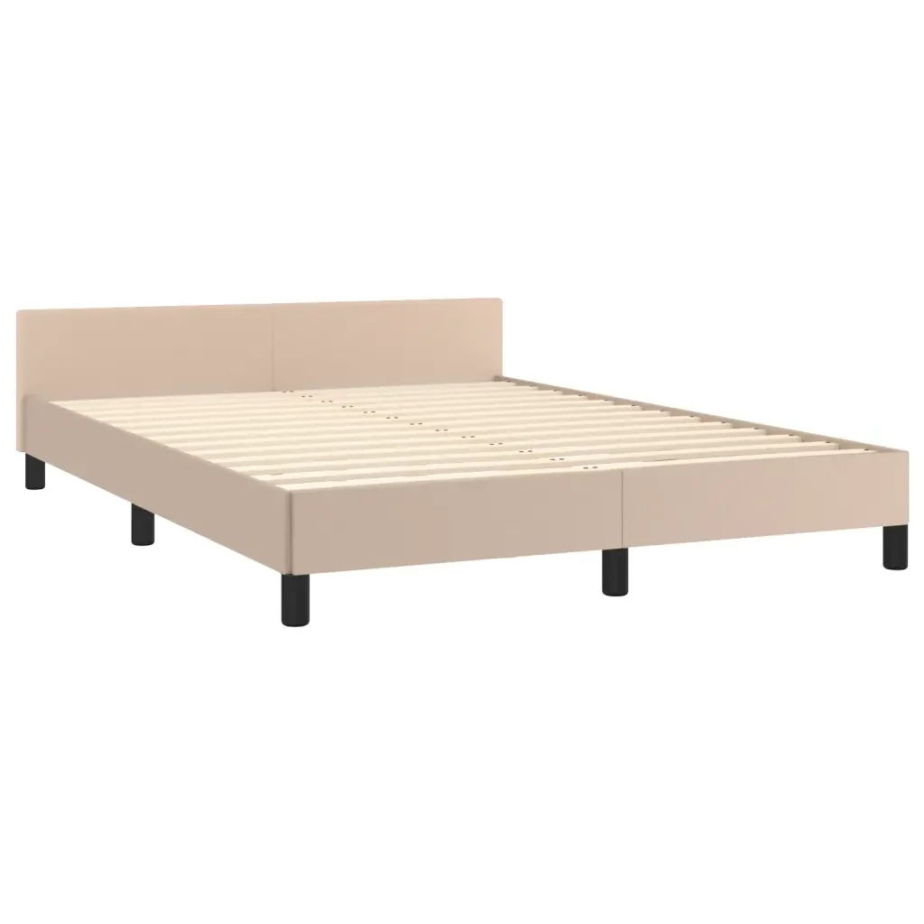 Letto matrimoniale | Letto per adulti | Giroletto con Testiera Cappuccino 140x190 cm in Similpelle - Image 5