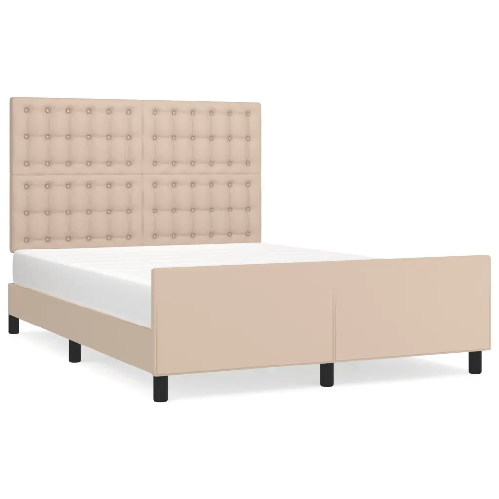 Letto matrimoniale | Letto per adulti | Giroletto con Testiera Cappuccino 140x200 cm in Similpelle