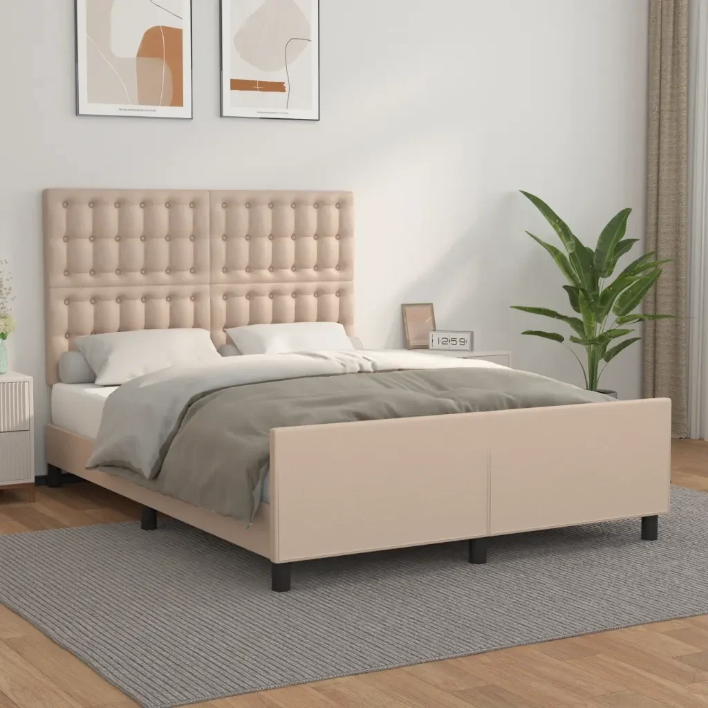 Letto matrimoniale | Letto per adulti | Giroletto con Testiera Cappuccino 140x200 cm in Similpelle - Image 2