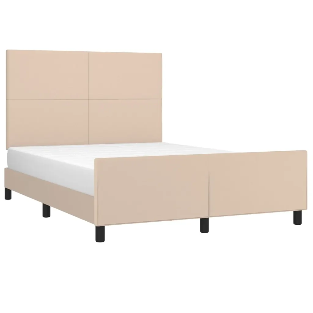 Letto matrimoniale | Letto per adulti | Giroletto con Testiera Cappuccino 140x200 cm in Similpelle - Image 4
