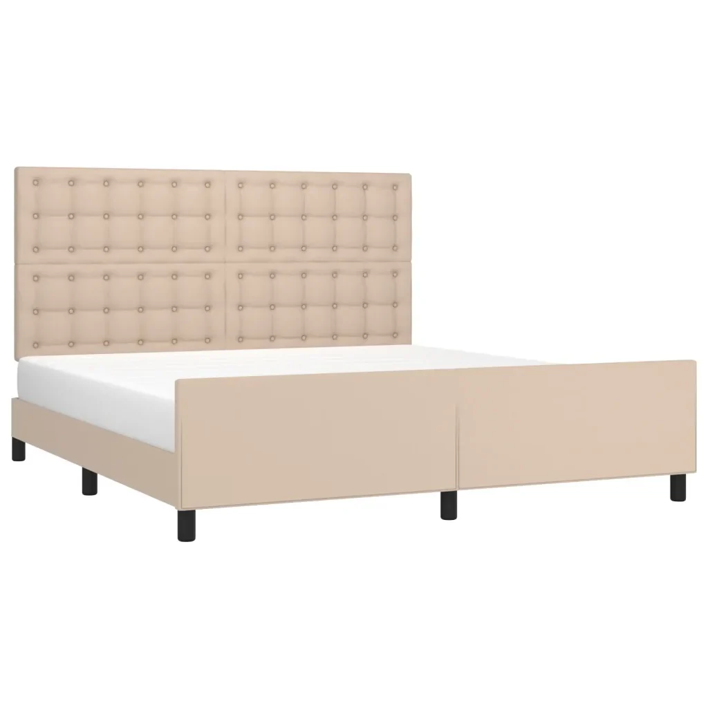 Letto matrimoniale | Letto per adulti | Giroletto con Testiera Cappuccino 160x200 cm in Similpelle - Image 4