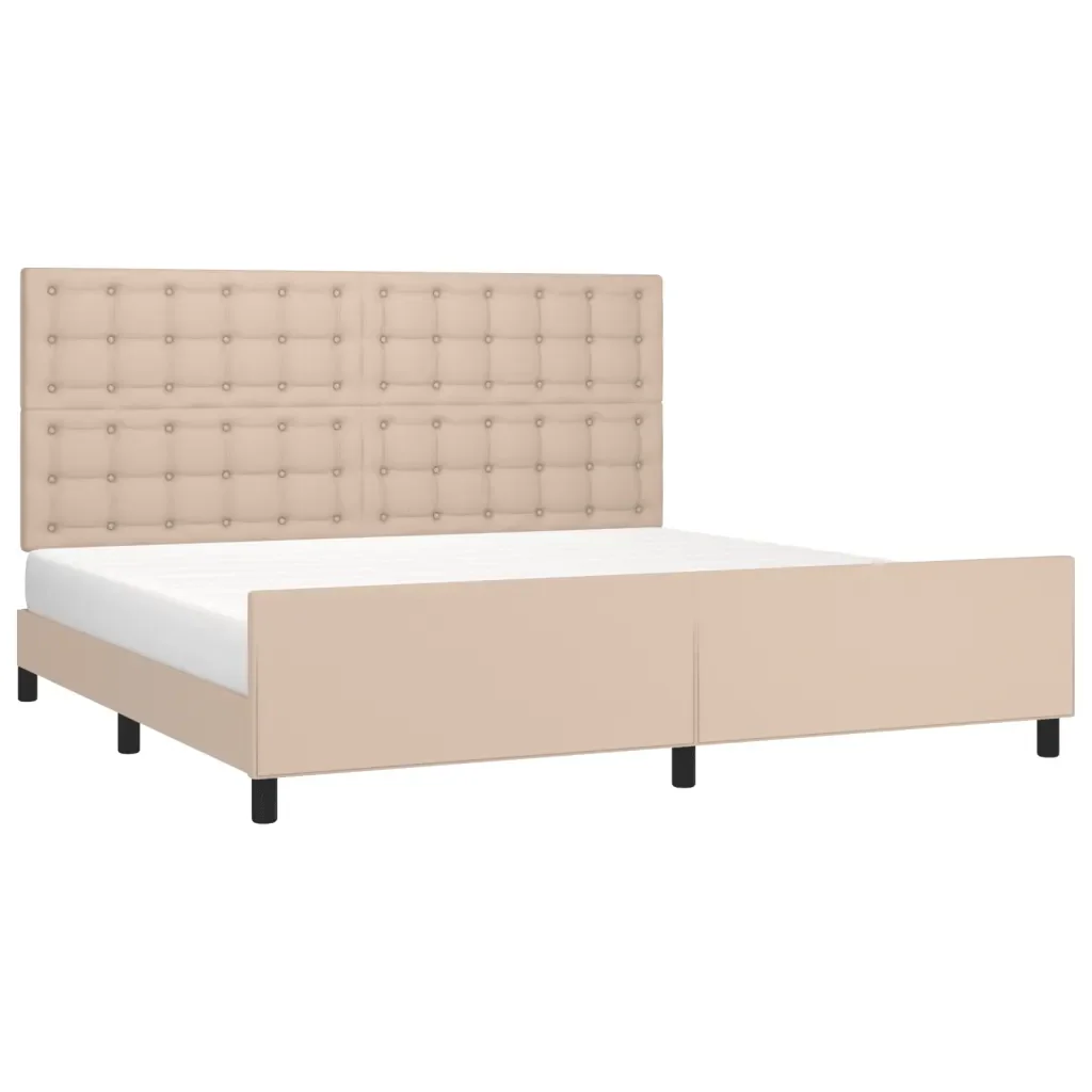 Letto matrimoniale | Letto per adulti | Giroletto con Testiera Cappuccino 200x200 cm in Similpelle - Image 4