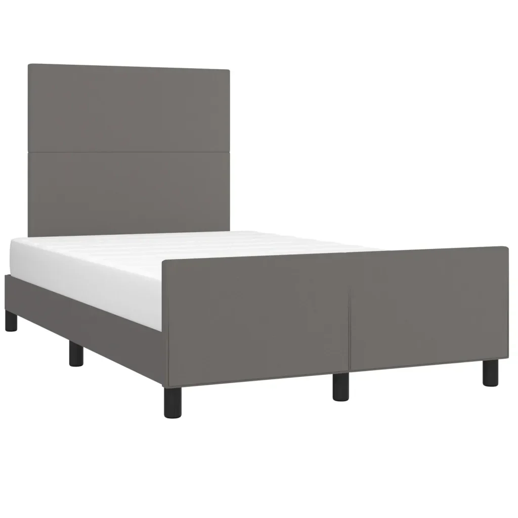 Letto matrimoniale | Letto per adulti | Giroletto con Testiera Crema 120x200 cm in Similpelle - Image 4