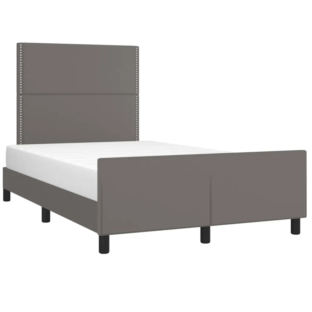 Letto matrimoniale | Letto per adulti | Giroletto con Testiera Crema 120x200 cm in Similpelle - Image 3