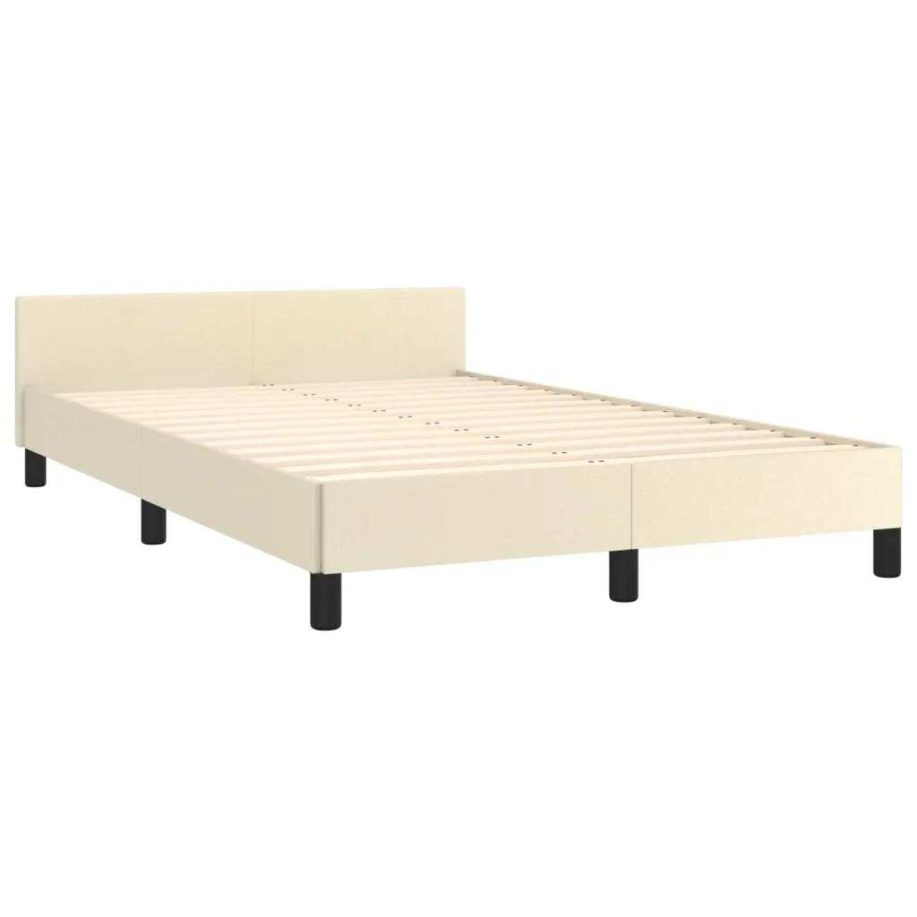 Letto matrimoniale | Letto per adulti | Giroletto con Testiera Crema 120x200 cm in Similpelle - Image 5