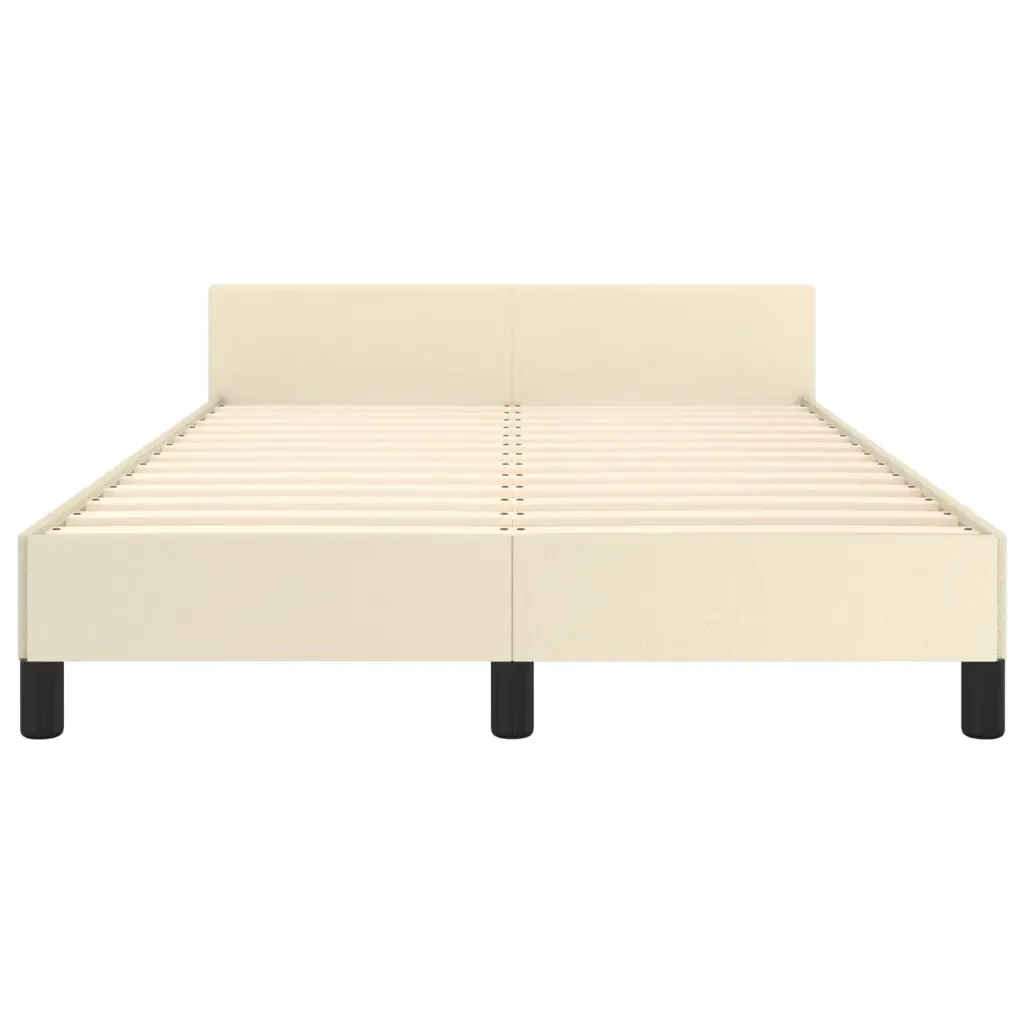 Letto matrimoniale | Letto per adulti | Giroletto con Testiera Crema 120x200 cm in Similpelle - Image 6