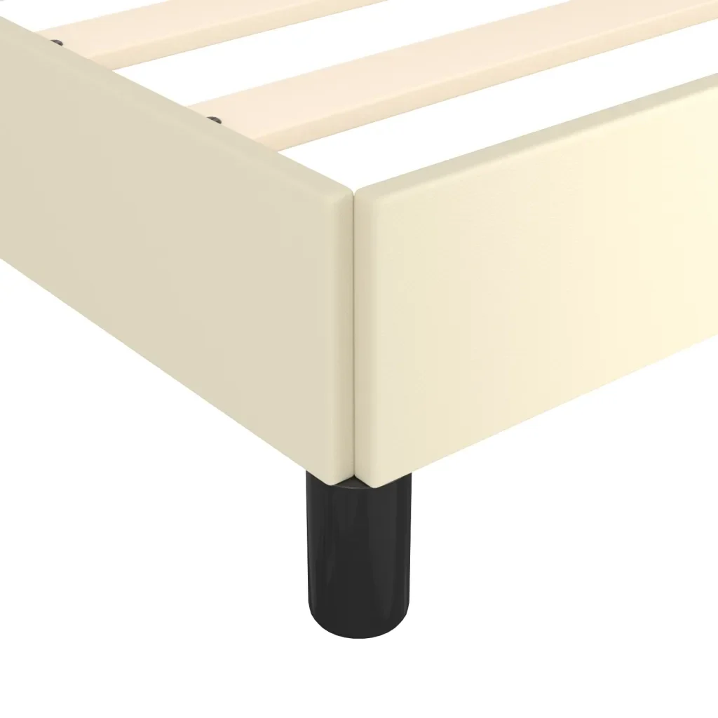 Letto matrimoniale | Letto per adulti | Giroletto con Testiera Crema 120x200 cm in Similpelle - Image 8