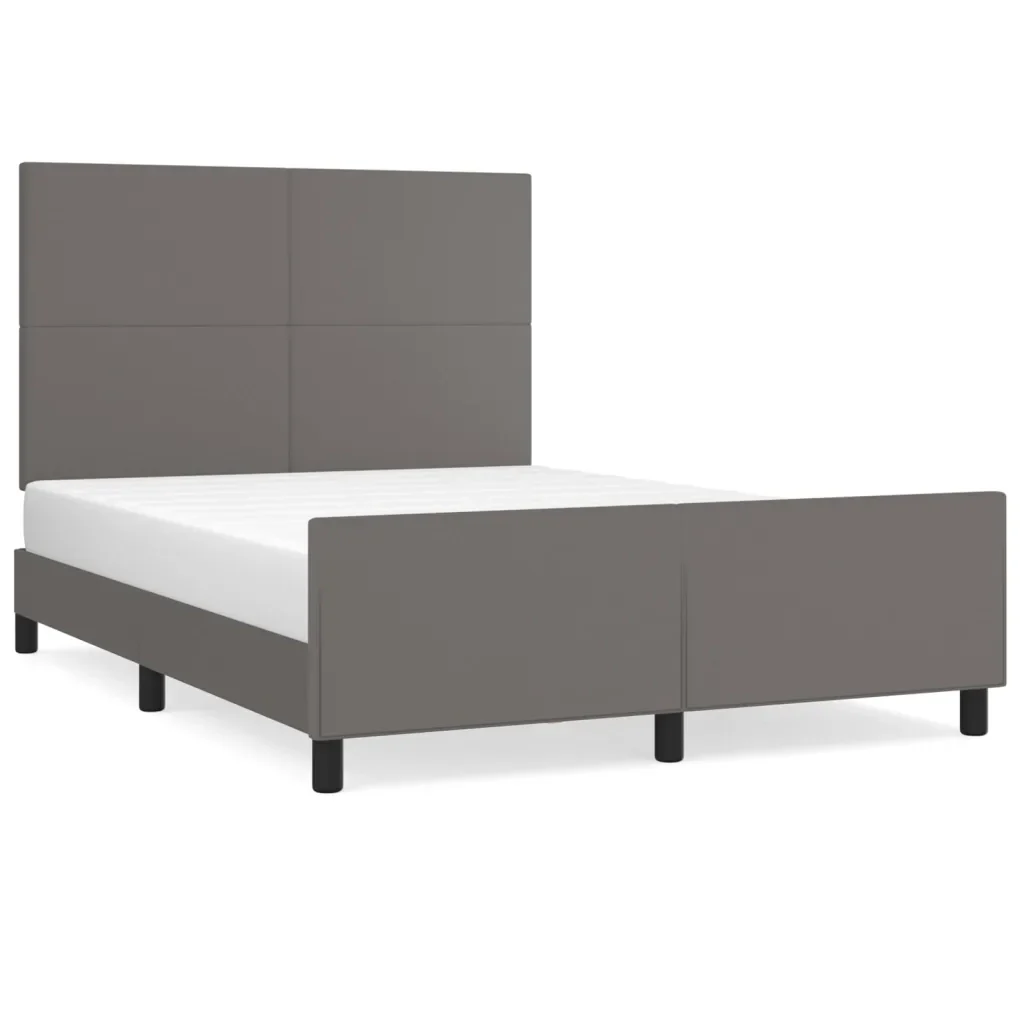Letto matrimoniale | Letto per adulti | Giroletto con Testiera Crema 140x190 cm in Similpelle