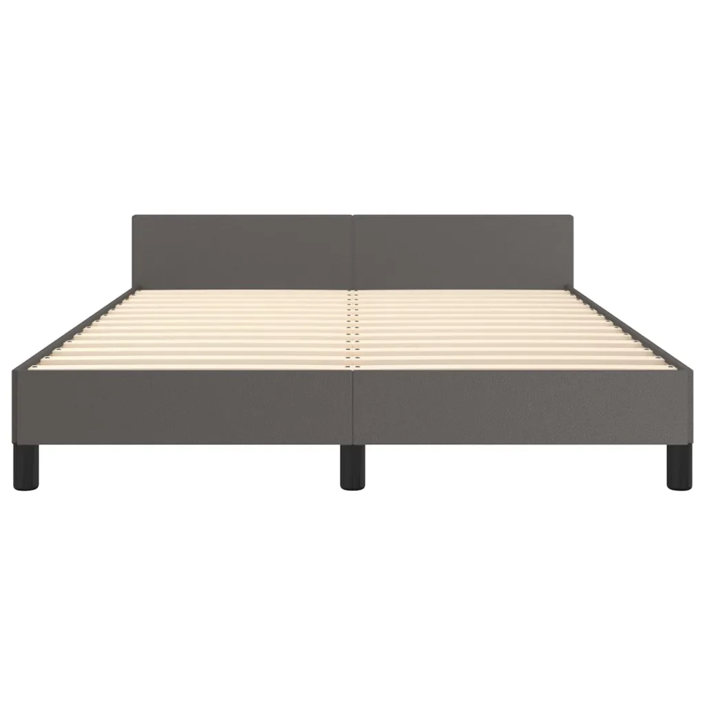 Letto matrimoniale | Letto per adulti | Giroletto con Testiera Crema 140x190 cm in Similpelle - Image 6