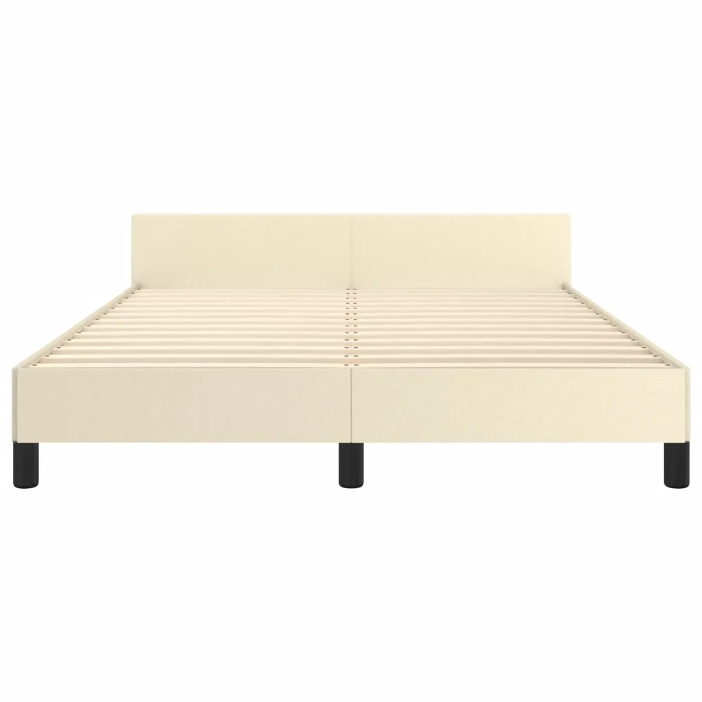 Letto matrimoniale | Letto per adulti | Giroletto con Testiera Crema 140x200 cm in Similpelle - Image 6