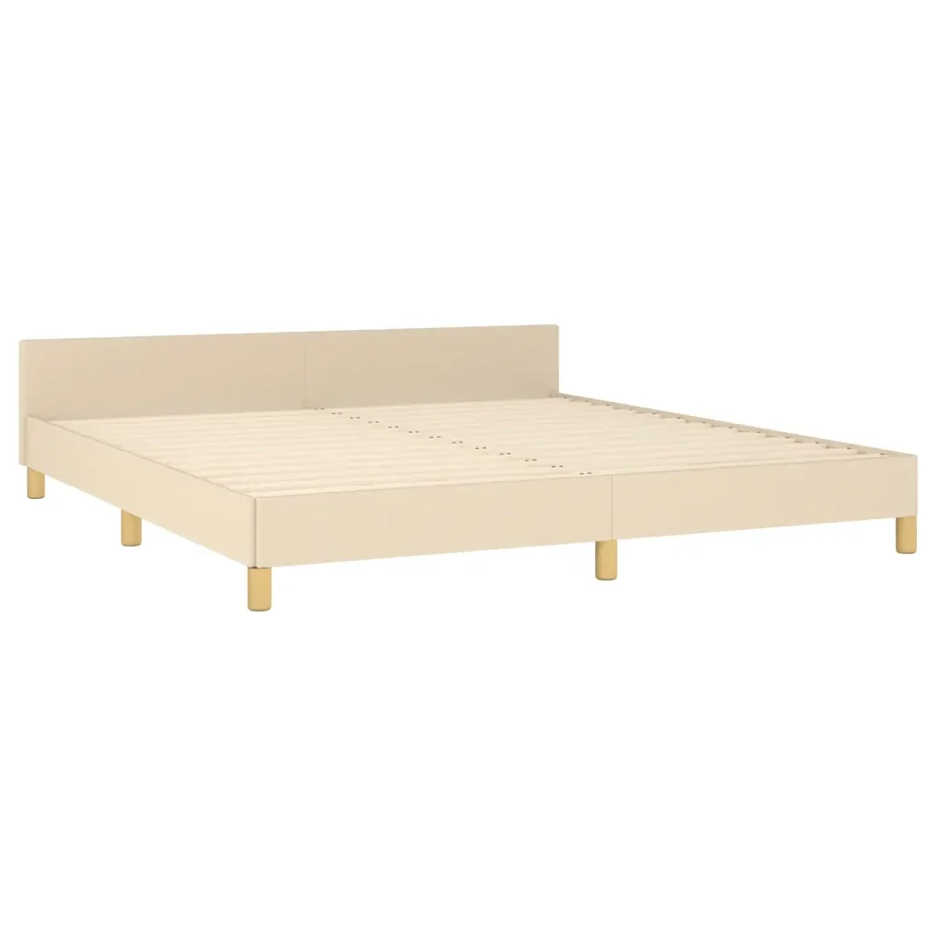 Letto matrimoniale | Letto per adulti | Giroletto con Testiera Crema 180x200 cm in Tessuto - Image 5
