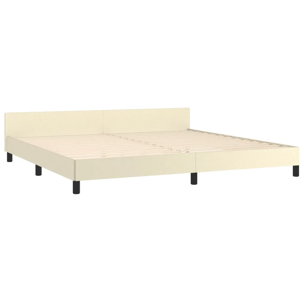 Letto matrimoniale | Letto per adulti | Giroletto con Testiera Crema 200x200 cm in Similpelle - Image 5