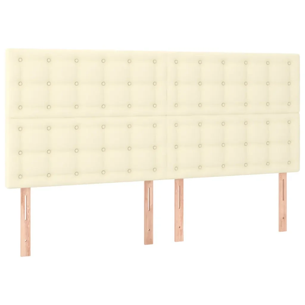 Letto matrimoniale | Letto per adulti | Giroletto con Testiera Crema 200x200 cm in Similpelle - Image 9
