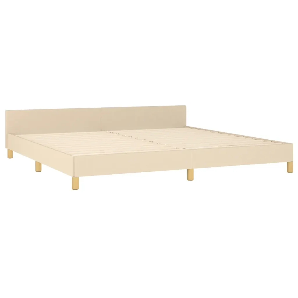 Letto matrimoniale | Letto per adulti | Giroletto con Testiera Crema 200x200 cm in Tessuto - Image 5