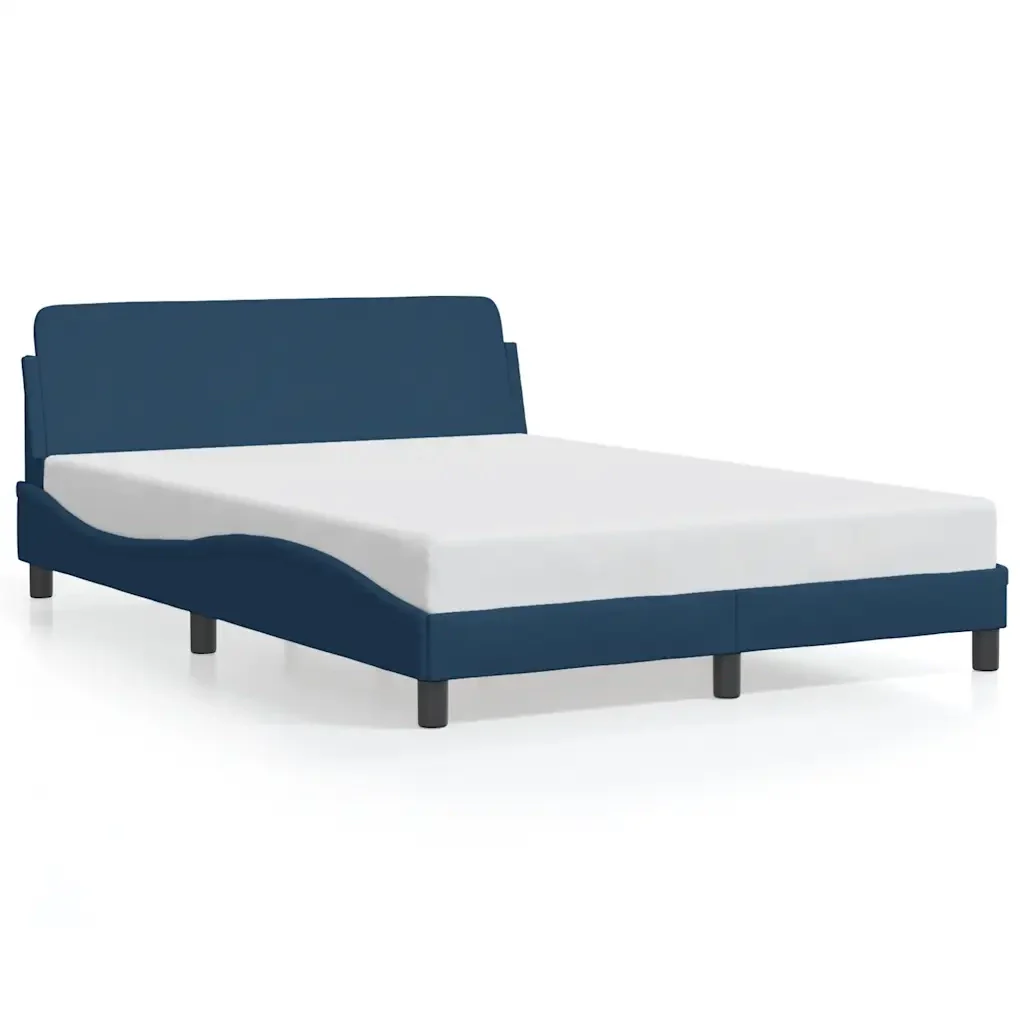 Letto matrimoniale | Letto per adulti | Giroletto con Testiera Dover Blu 120x200 cm Tessuto