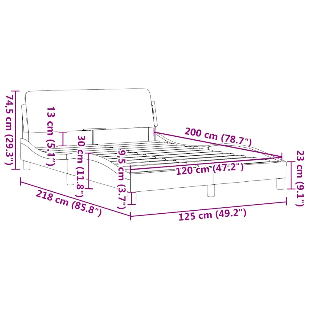Letto matrimoniale | Letto per adulti | Giroletto con Testiera Dover Blu 120x200 cm Tessuto - Image 9
