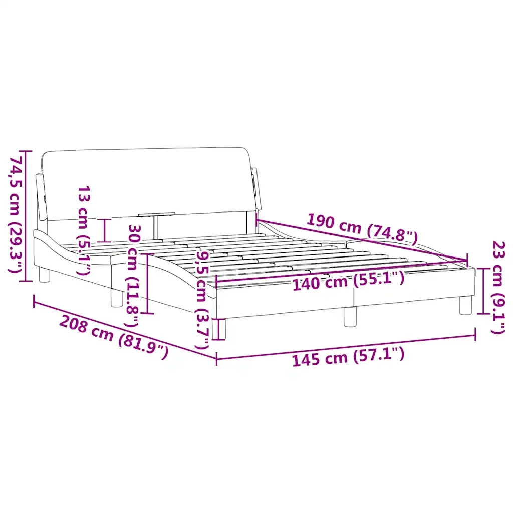 Letto matrimoniale | Letto per adulti | Giroletto con Testiera Dover Blu 140x190 cm in Velluto - Image 9