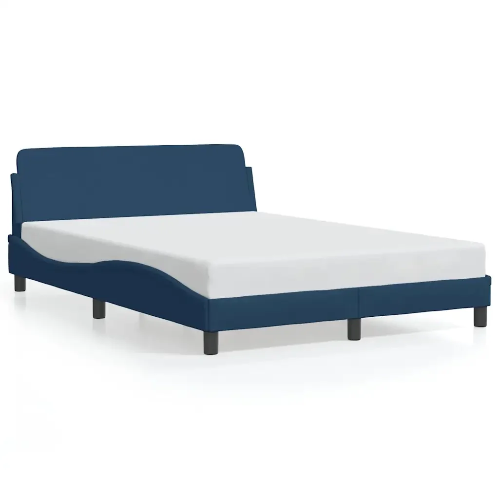 Letto matrimoniale | Letto per adulti | Giroletto con Testiera Dover Blu 140x190 cm Tessuto