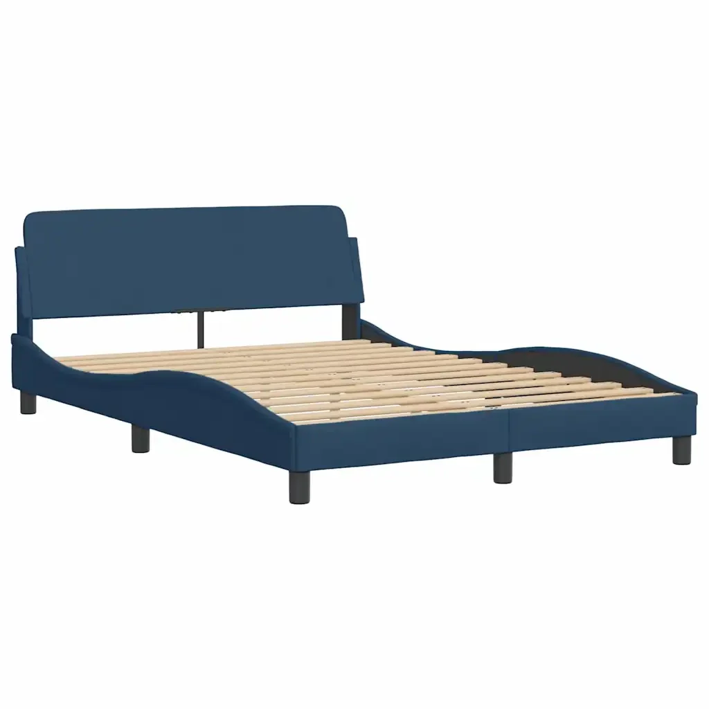 Letto matrimoniale | Letto per adulti | Giroletto con Testiera Dover Blu 140x190 cm Tessuto - Image 3
