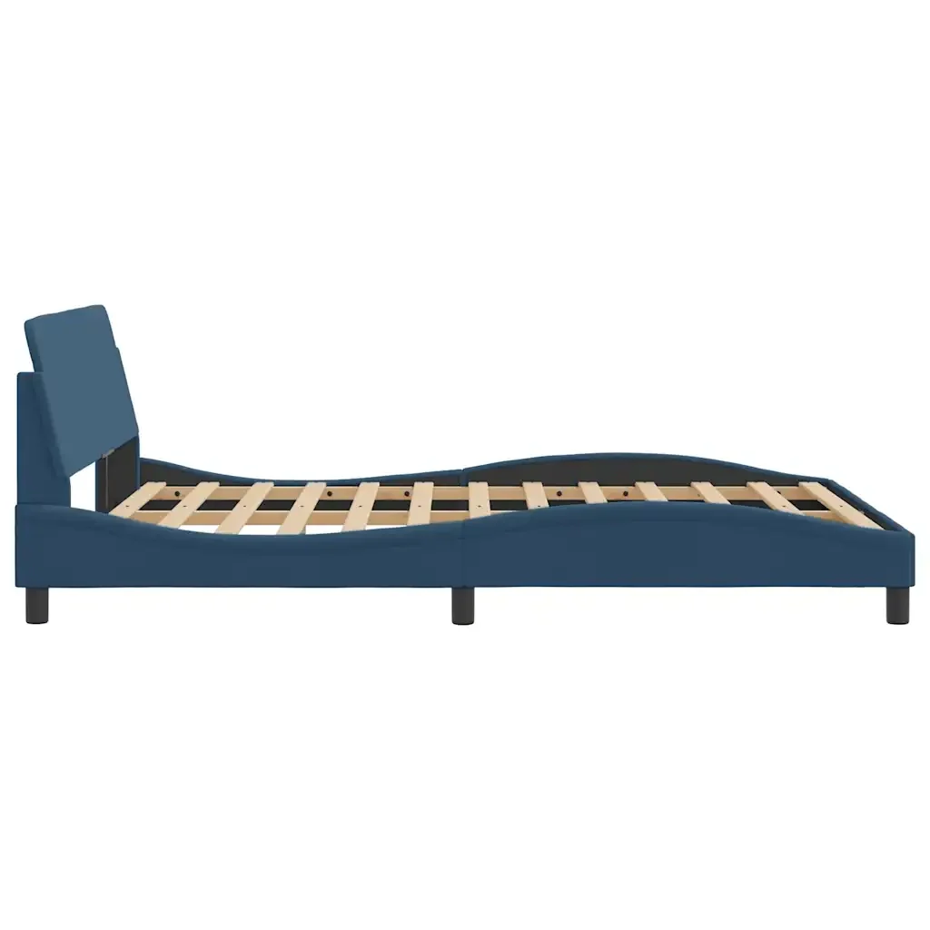 Letto matrimoniale | Letto per adulti | Giroletto con Testiera Dover Blu 140x190 cm Tessuto - Image 5