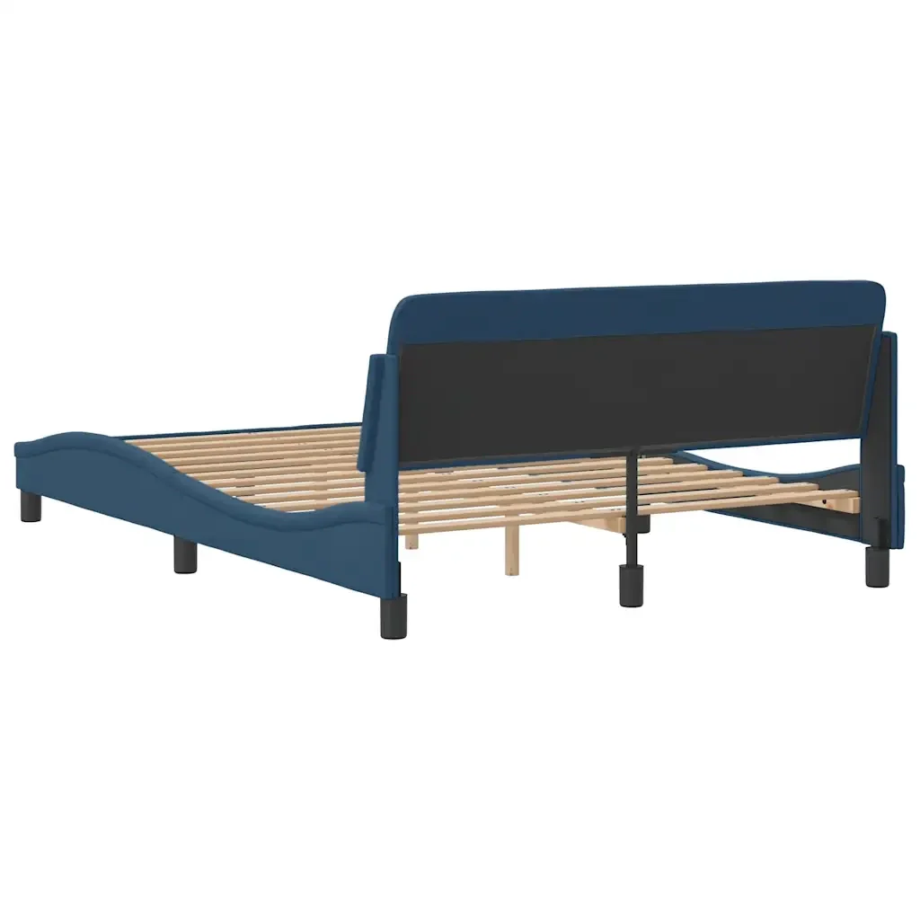 Letto matrimoniale | Letto per adulti | Giroletto con Testiera Dover Blu 140x190 cm Tessuto - Image 6