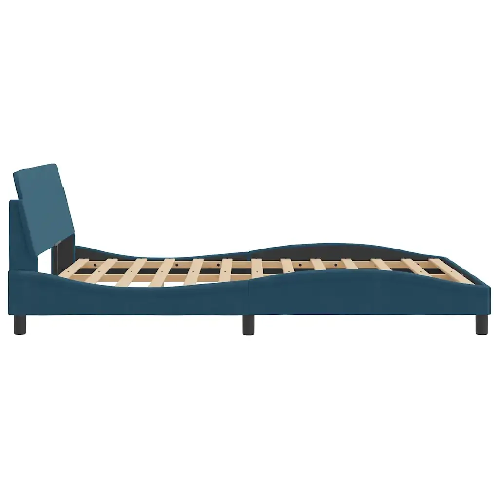 Letto matrimoniale | Letto per adulti | Giroletto con Testiera Dover Blu 140x200 cm in Velluto - Image 5